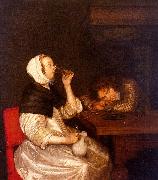 Gerard Ter Borch Woman Drinking with a Sleeping Soldier china oil painting reproduction